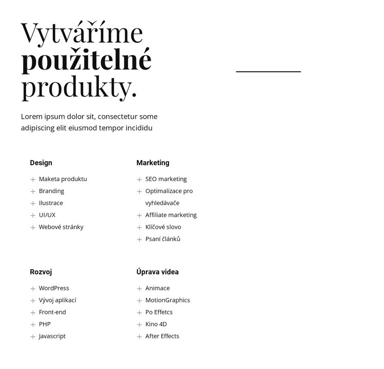 Vyrábíme použitelné výrobky Šablona HTML