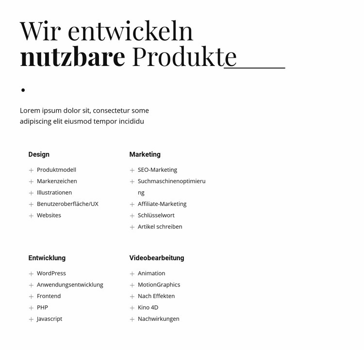 Wir bauen brauchbare Produkte HTML5-Vorlage