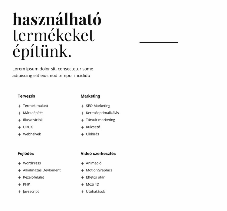 Használható termékeket gyártunk CSS sablon