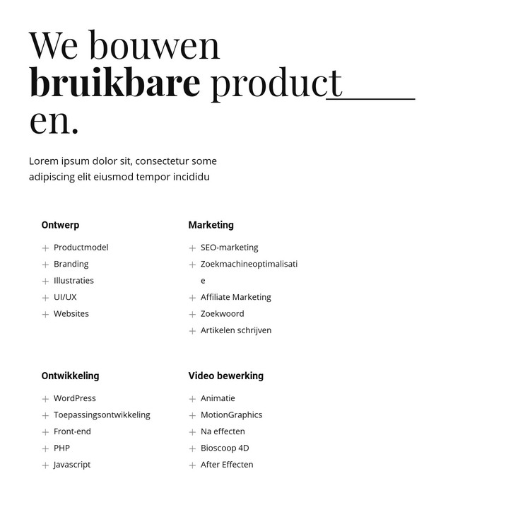 Wij bouwen bruikbare producten HTML-sjabloon