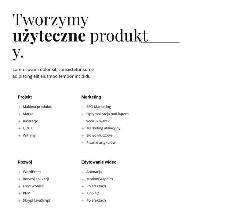 Tworzymy produkty użytkowe Motyw WordPress