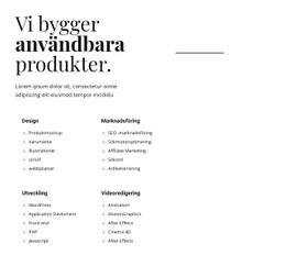 Vi Bygger Användbara Produkter - Gratis Webbplatsmall