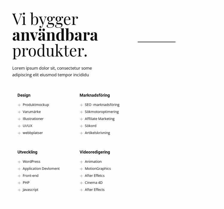 Vi bygger användbara produkter Mall