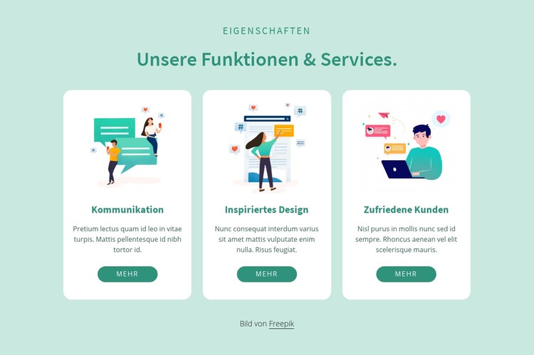 Unsere Funktionen und Dienstleistungen CSS-Vorlage