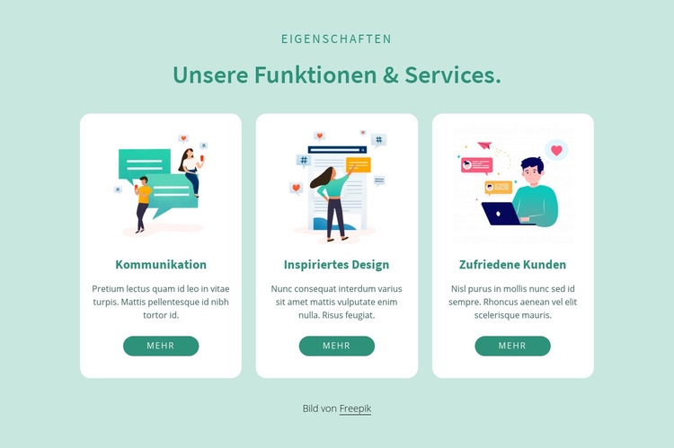 Unsere Funktionen und Dienstleistungen Eine Seitenvorlage