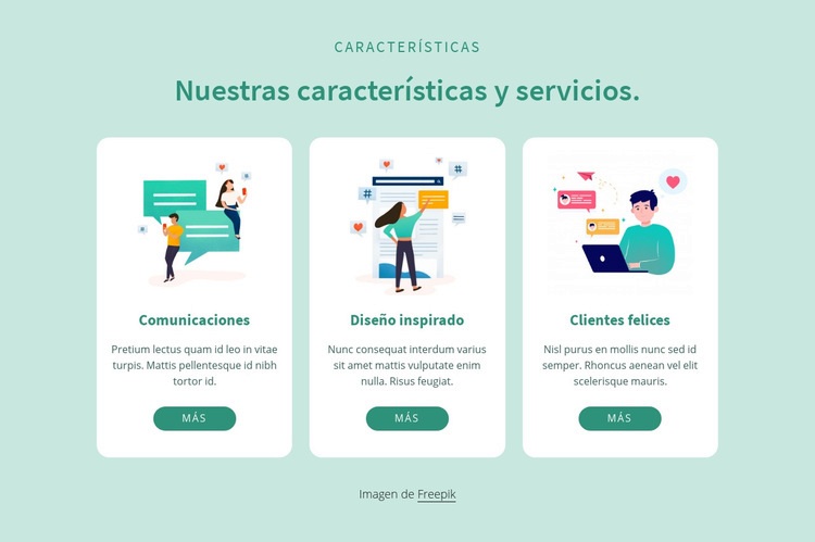 Nuestras caracteristicas y servicios Plantilla de una página