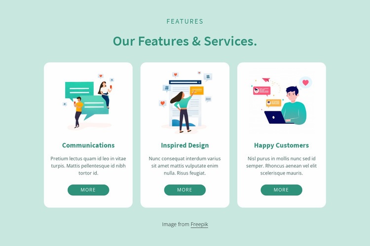 Our features and services Homepage Design