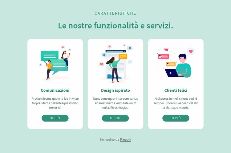 Le nostre caratteristiche e servizi Costruttore di siti web HTML