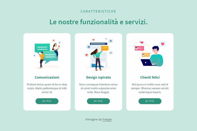 Le nostre caratteristiche e servizi Modello HTML5