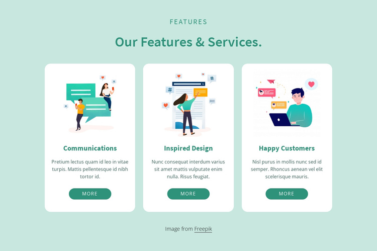 Our features and services One Page Template