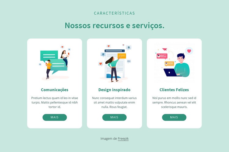 Nossos recursos e serviços Construtor de sites HTML
