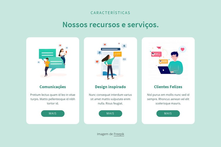 Nossos recursos e serviços Modelos de construtor de sites