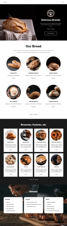 Page Website For Delicious Breads