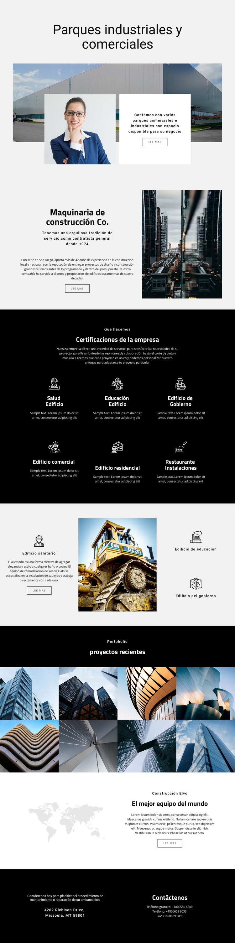 Parques de maquinaria para la industria Maqueta de sitio web