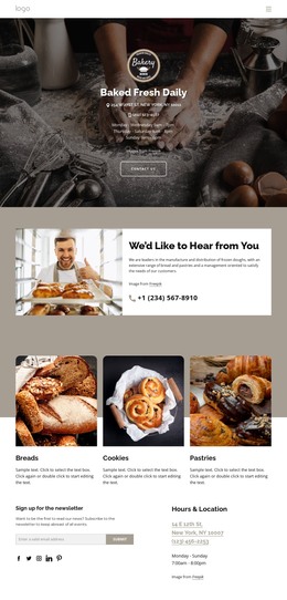 HTML Site For Baked Fresh Bread Daily