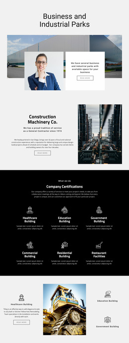 Machinery Parks For Industrial - Free HTML Website Builder