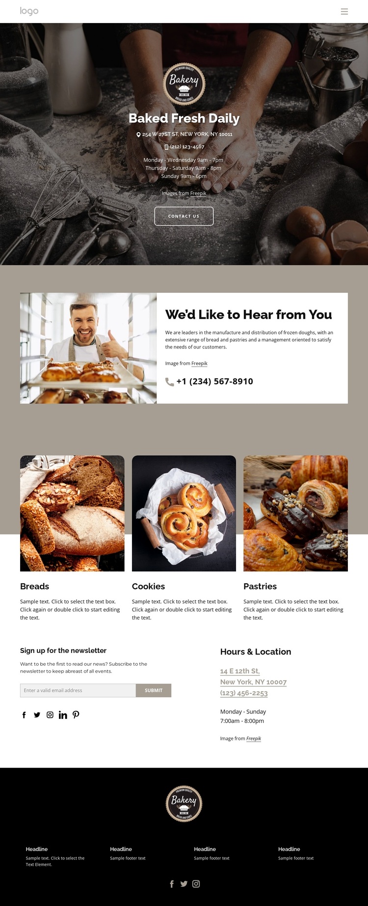 Baked fresh bread daily Joomla Page Builder
