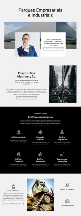 HTML Da Página Para Parques De Maquinário Industrial