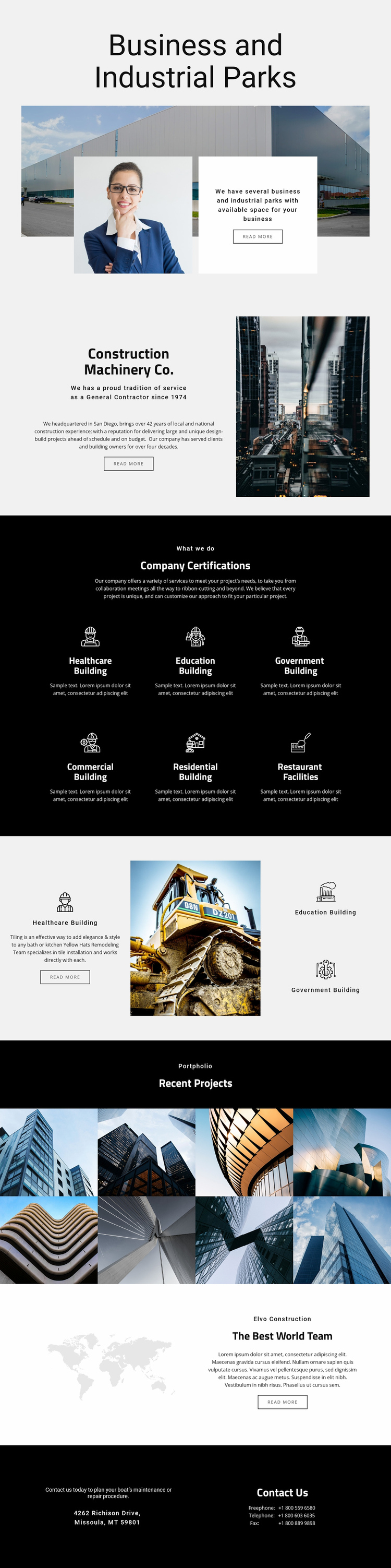 Machinery parks for industrial Squarespace Template Alternative