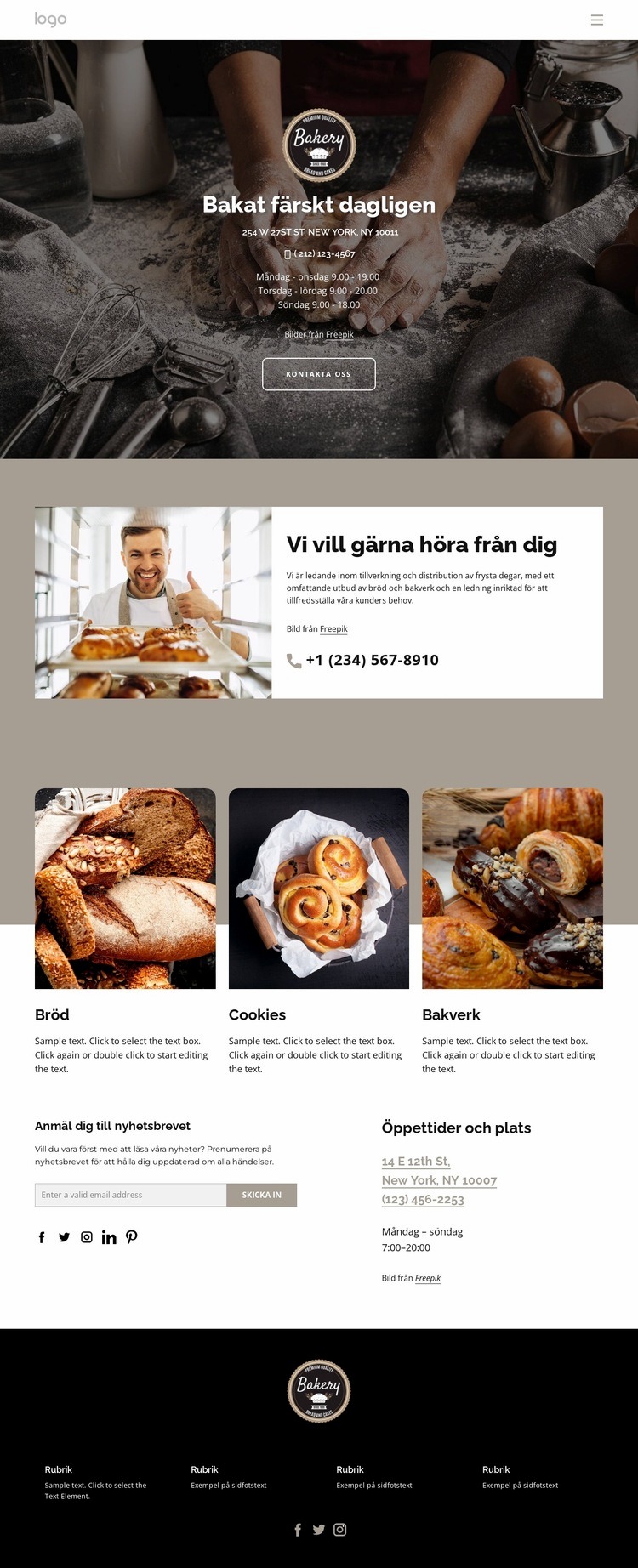 Bakade färskt bröd dagligen CSS -mall