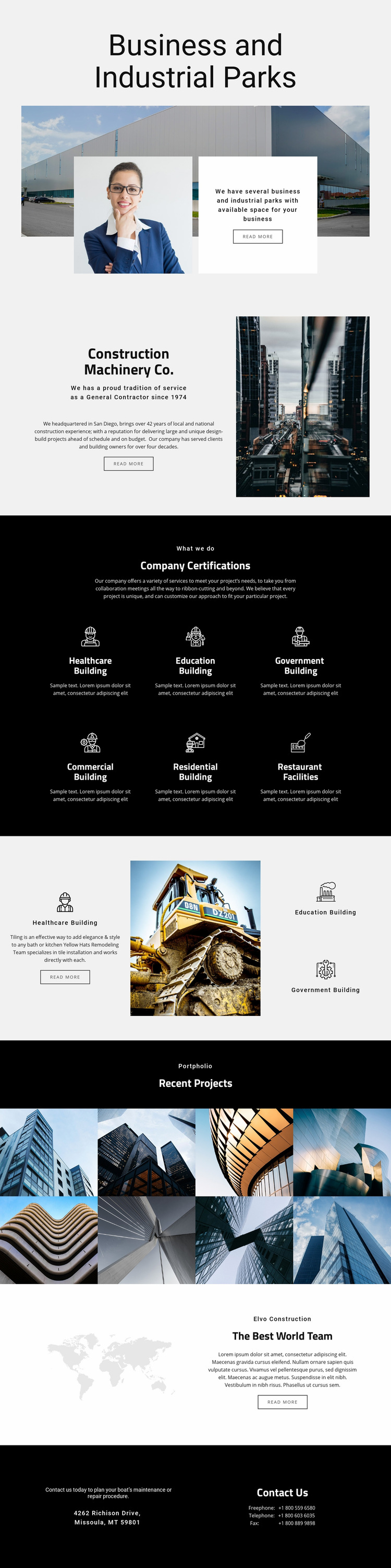 Machinery parks for industrial Web Page Design