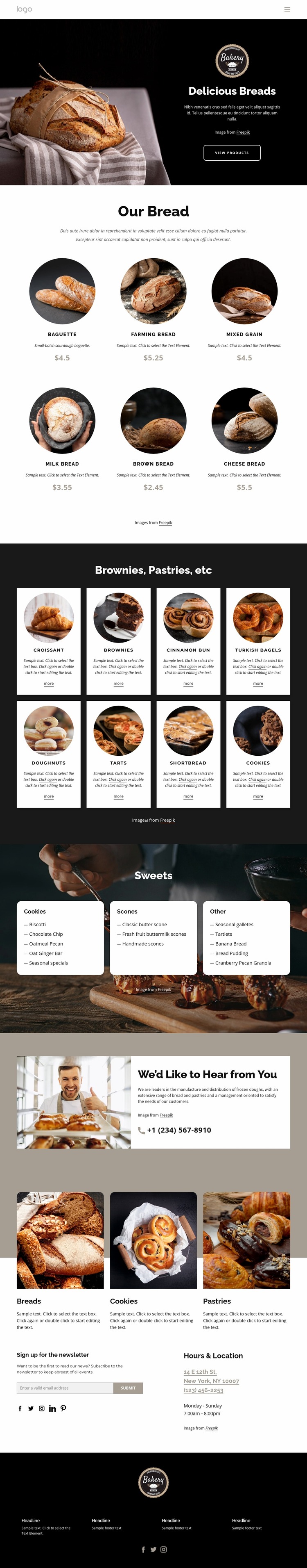 Delicious breads Website Mockup