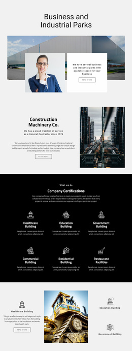 Website Layout For Machinery Parks For Industrial