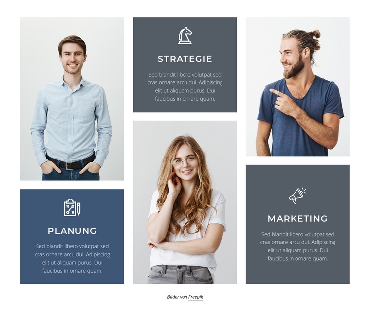 Planung, Strategie und Marketing Landing Page