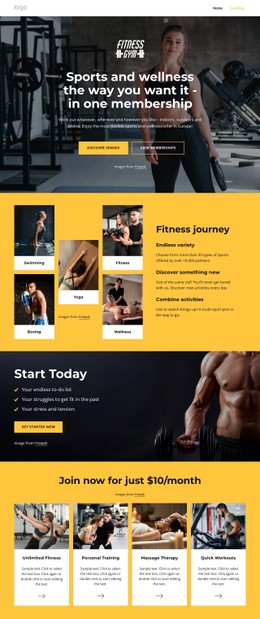Gym, Swimming, Fitness Classes Design Template