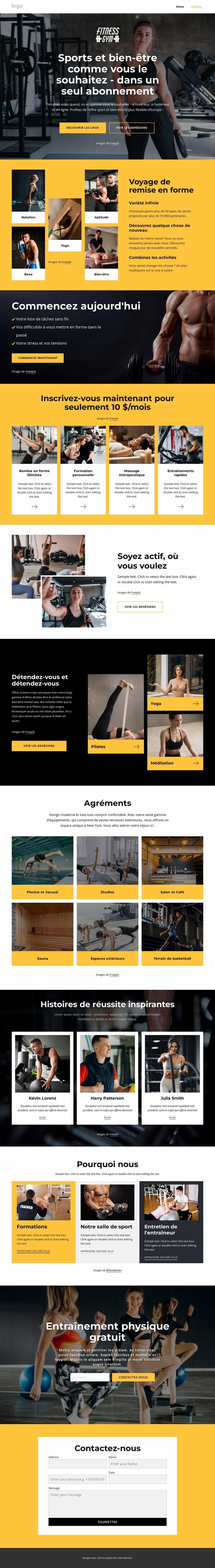 Gym, natation, cours de fitness Créateur de site Web HTML