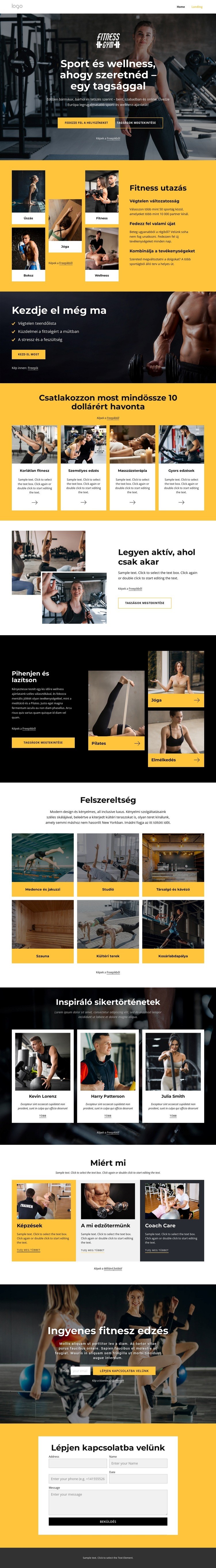 Tornaterem, úszás, fitnesz órák Weboldal tervezés