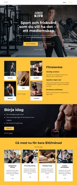 Gym, Simning, Träningspass - HTML-Sidmall