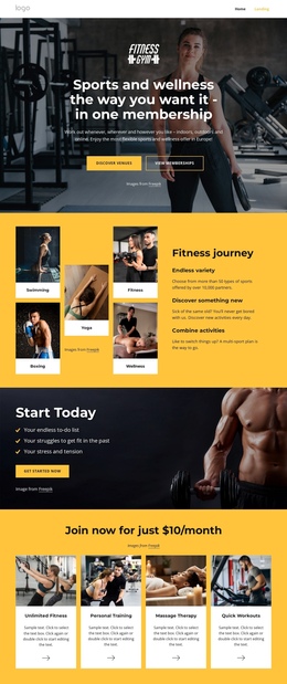 Gym, Swimming, Fitness Classes Simple Builder Software