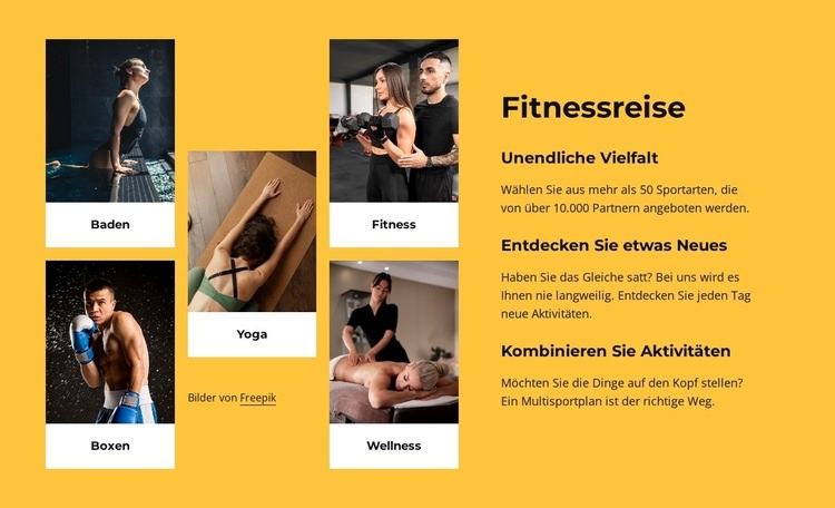 Grenzenlose Fitness, Yoga Website-Modell