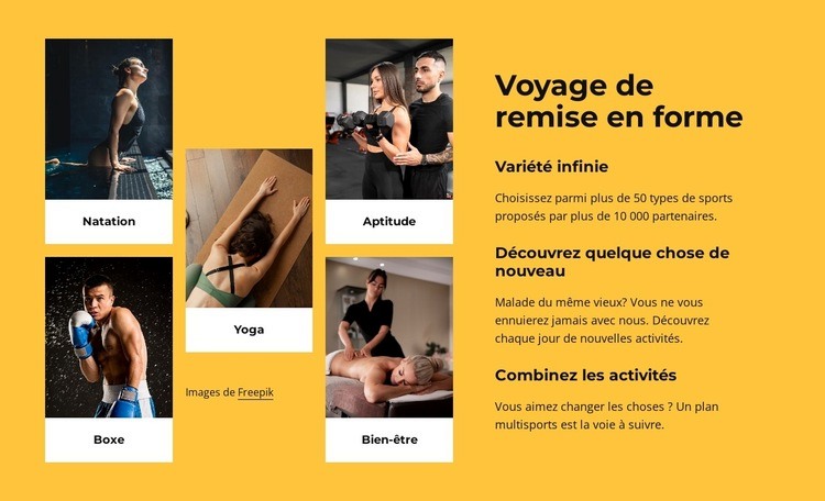 Fitness illimité, yoga Conception de site Web