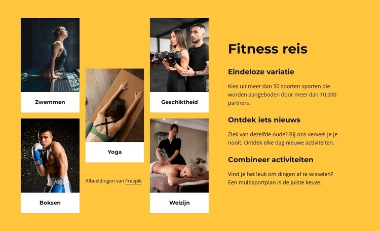 Onbeperkt fitnessen, yoga Website mockup