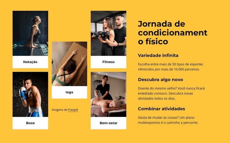 Fitness ilimitado, ioga Modelo de site