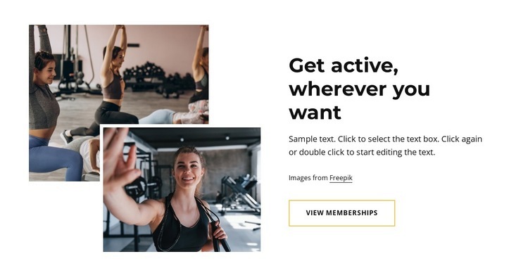 Personal training and group classes Homepage Design