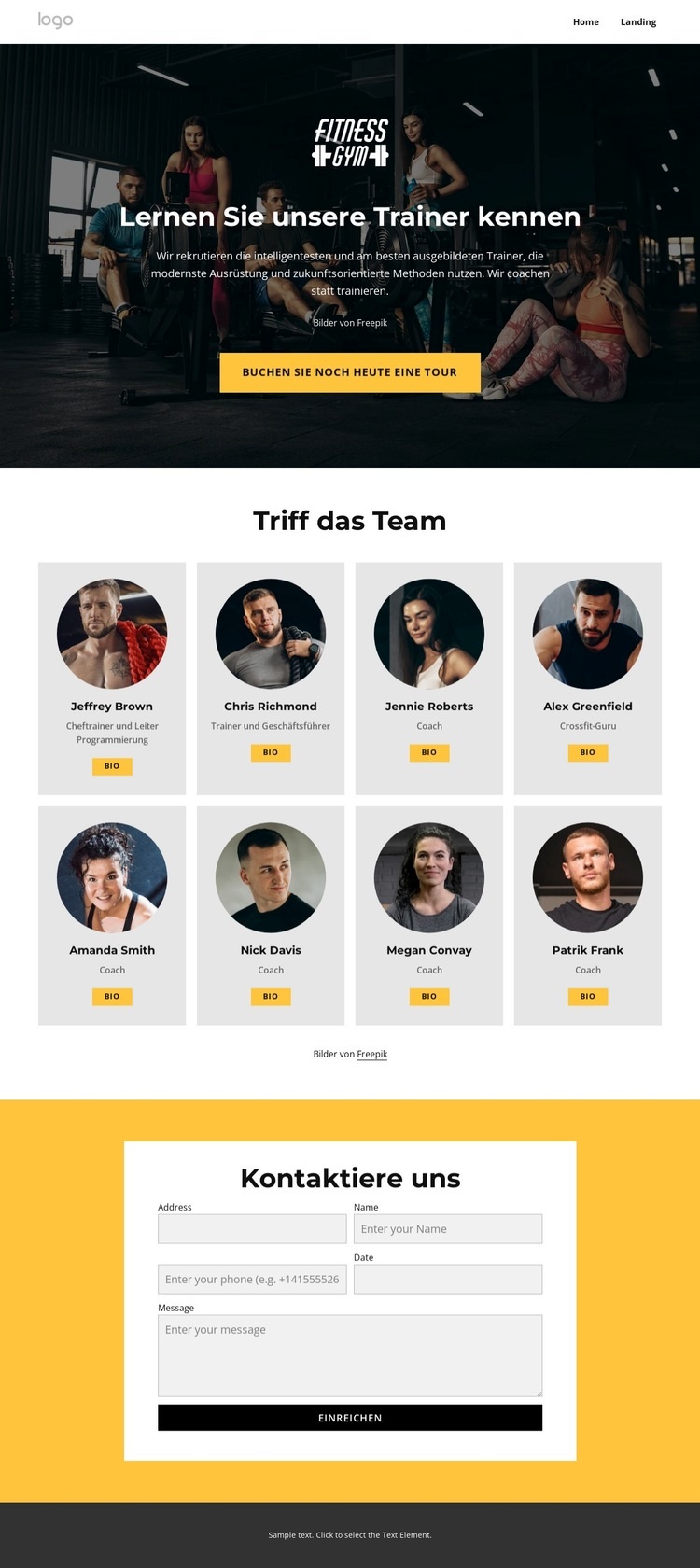 Lernen Sie unsere Trainer kennen Landing Page