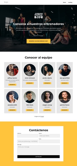 Conoce A Nuestros Entrenadores - Plantilla De Diseño De Sitio Web