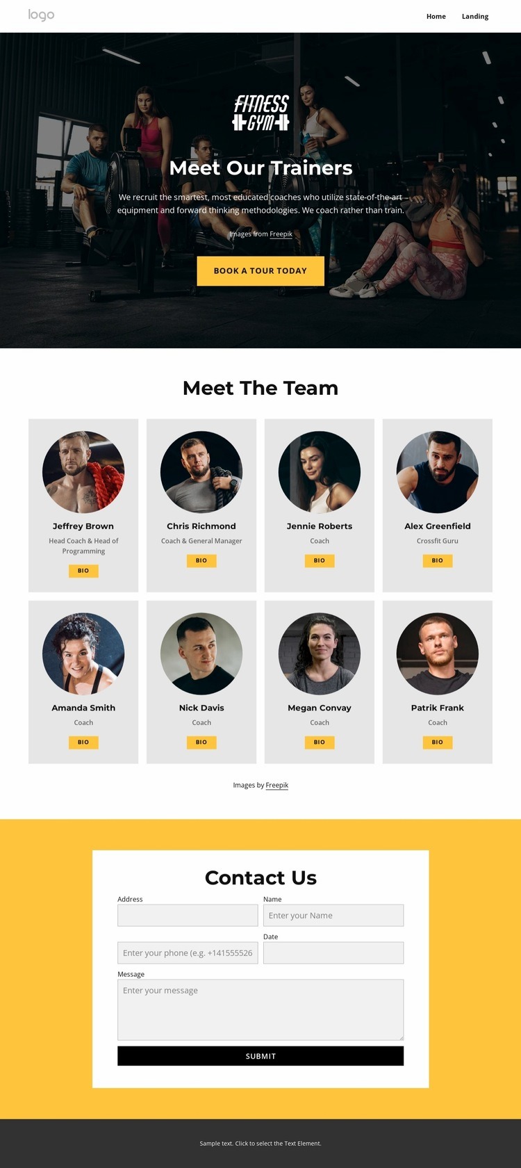 Meet our trainers Homepage Design