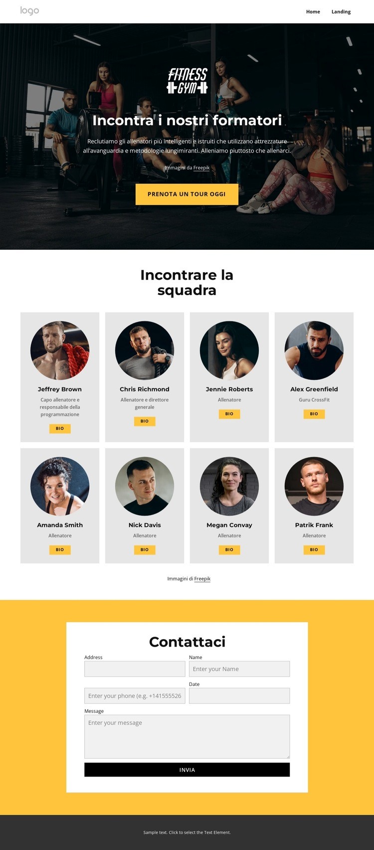 Incontra i nostri formatori Mockup del sito web