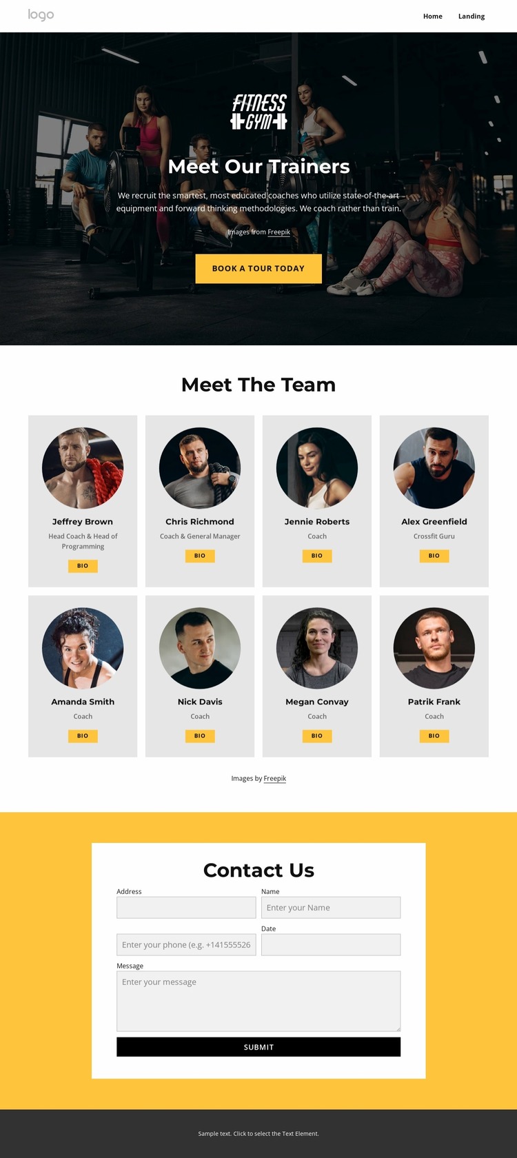 Meet our trainers Website Mockup