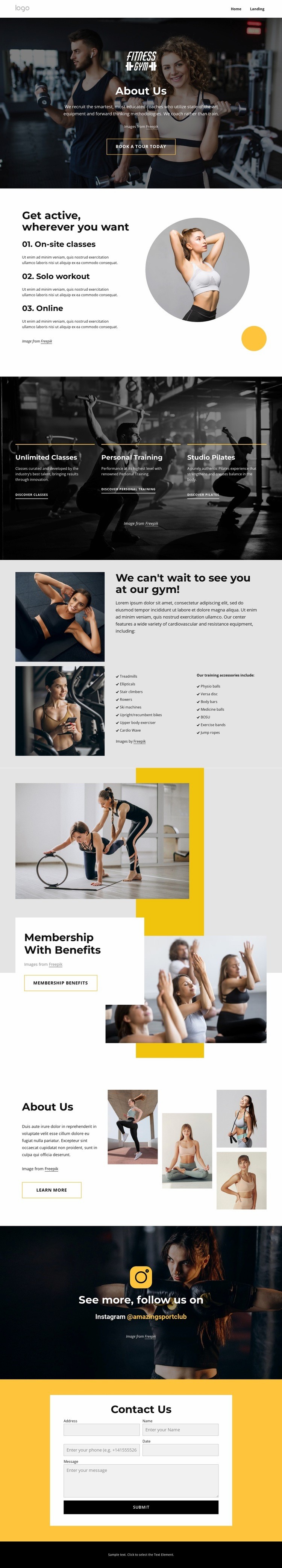 Sport and wellness center Web Page Design