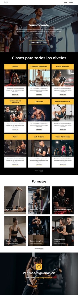 Clases De Fitness, Piscinas Cubiertas: Plantilla De Página HTML
