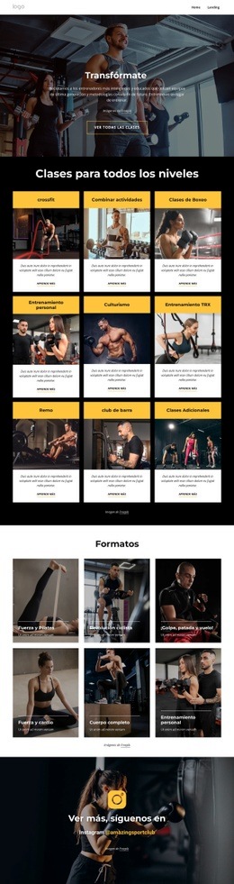 Clases De Fitness, Piscinas Cubiertas Plantilla De Una Página