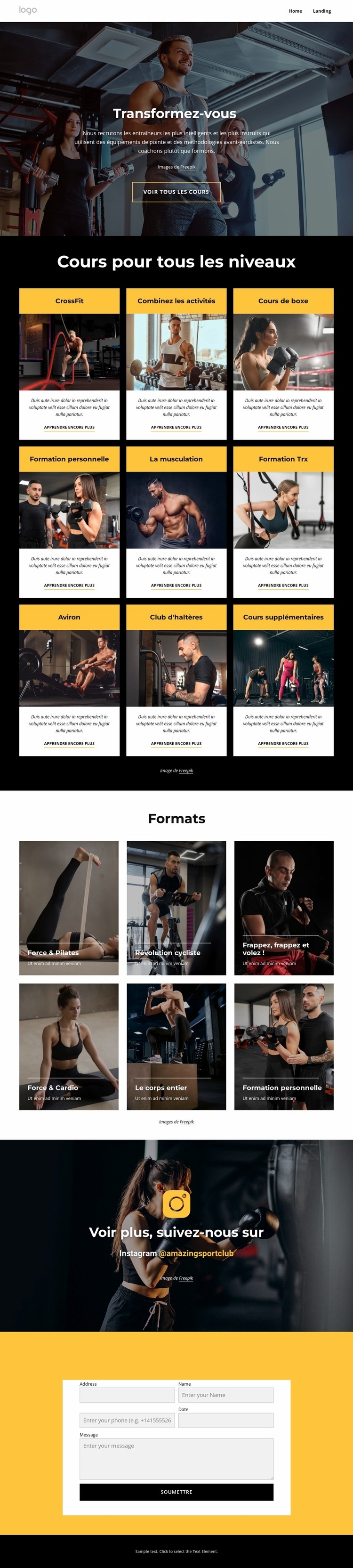 Cours de fitness, piscines intérieures Créateur de site Web HTML