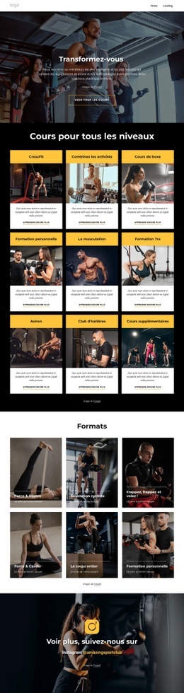 Cours De Fitness, Piscines Intérieures - Maquette De Site Web Professionnel