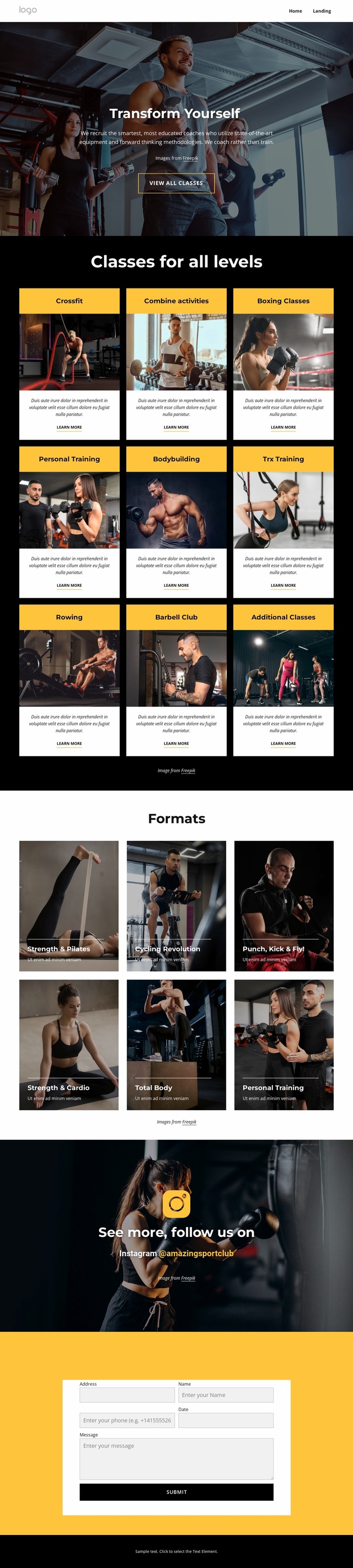 Fitness classes, indoor pools Website Builder Templates