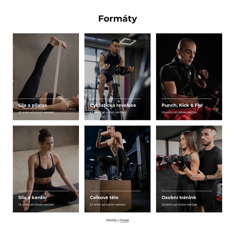 Neomezené fitness, jóga, plavání, box Šablona CSS